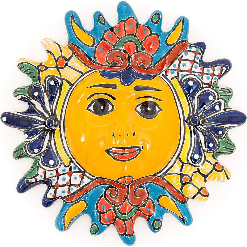 Arlmont & Co. Odbert Handmade Mexican Talavera Ceramic Sun Celestial